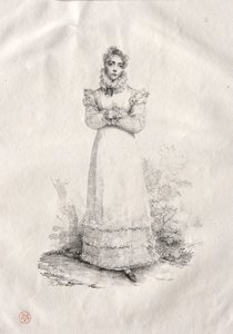 Mladá žena stojící. od Emile Jean Horace Vernet