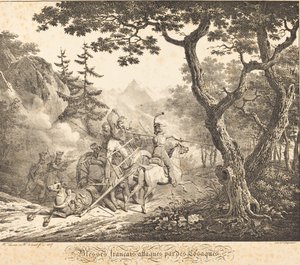 Zraněný Francouz napaden kozákem od Horace Vernet and Hippolyte Lecomte