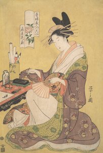 Kurtizána Hanaogi z nevěstince Ogiya Ogiya Hanaogi, ze série Beauties o..., ca. 1794.