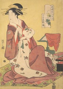 Kurtizána Hinazuru z nevěstince Chojiya Chojiya Hinazuru, ze série Beau..., ca. 1795. od Hosoda Eishi