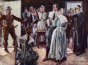 Ilustrace k filmu The Courtship of Miles Standish od Henryho Wadswortha Longfellowa (barevné lito)