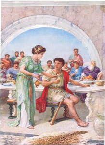 „Jak se díval, scvrkl se a otřásl se“, ilustrace k „Jak Theseus zabil požírače lidí“ z Hrdinů řeckých pohádek od Charlese Kingsleyho (1819–75) (barva litho) od Howard Davie