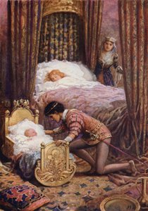 "Sklonil se, aby políbil malé miminko" z "Luciella" (barva litho)