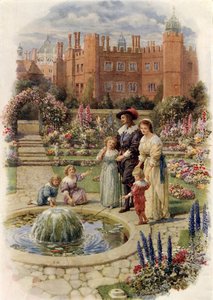 Král Karel I. a královna Henrietta v Hampton Court (barevné lito) od Howard Davie