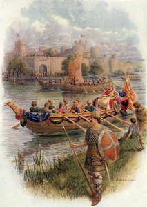 Král Edgar na řece Dee (barva litho) od Howard Davie