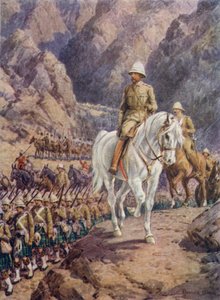 Lord Roberts, na pochodu do Kandaháru (barva litho) od Howard Davie
