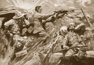Vojín Cooke pokračuje ve střelbě ze svého kulometu poté, co byl každý člen střeleckého týmu zabit nebo zraněn