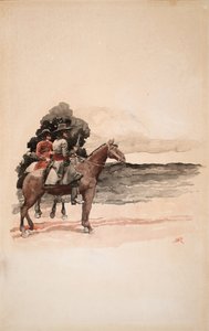 Bandité na koních (akvarel na desce) od Howard Pyle