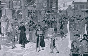 Vánoční ráno ve starém New Yorku před revolucí, ilustrace z Harper
