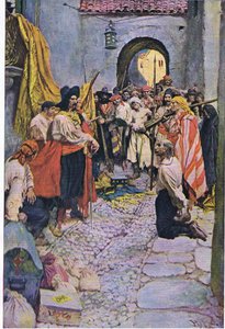 Vymáhání úcty od občanů, z knihy Howarda Pylese Book of Pirates vydané nakladatelstvím Harper & Bros, 1921 od Howard Pyle
