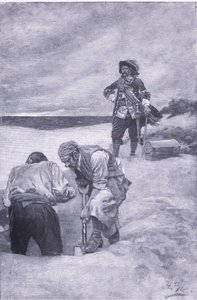 Kidd at Gardiners Island, z Howarda Pyles Book of Pirates vydané nakladatelstvím Harper & Bros, 1921 od Howard Pyle