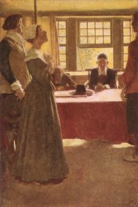 Mary Dyer přinesl guvernér Endicott, ilustrace z 