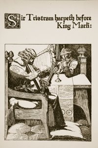 Sir Tristram harfuje před králem Markem, ilustrace z „Příběhu šampionů kulatého stolu“ od Howard Pyle