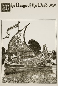 The Barge of the Dead, ilustrace z „Příběhu sira Launcelota a jeho společníků“, 1907 od Howard Pyle