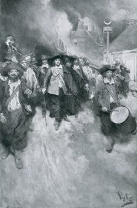 The Burning of Jamestown, 1676, ilustrace z 
