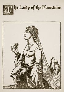 Dáma z fontány, ilustrace z Příběhu sira Launcelota a jeho společníků, 1907 od Howard Pyle