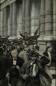Spěch z newyorské burzy 18. září 1873 od Howard Pyle