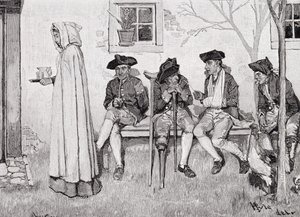 "The Wounded Soldiers Sat along the Wall", ilustrace z časopisu Harper