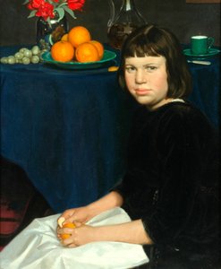 Julie s pomeranči (olej na plátně)
