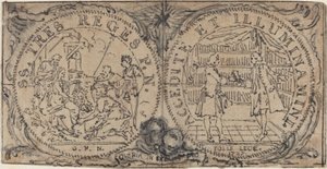 Ozdobné medailony s Klaněním tří králů a dvěma bibliofily od Hubert Francois Gravelot