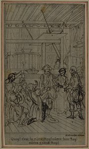 Studie k vinětě - titulní list Colleho hry "La Partie de Chasse de Henri IV", III. dějství od Hubert Francois Gravelot