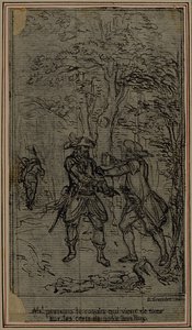 Studie k vinětě - titulní list Colleho hry "La Partie de Chasse de Henri IV", II. dějství od Hubert Francois Gravelot