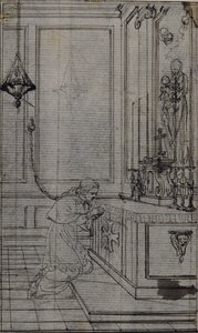 Studie k vinětě v knize abbého Dinouarta "Vie du Venerable don Juan de Palafox", str. 256. od Hubert Francois Gravelot