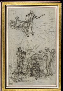 Studie k vinětě ve Fontenellově (attr.) "Les Amours de Mirtil", Canto VI od Hubert Francois Gravelot