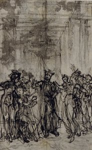 Studie k vinětě v "Contes Moraux" Jeana Françoise Marmontela od Hubert Francois Gravelot