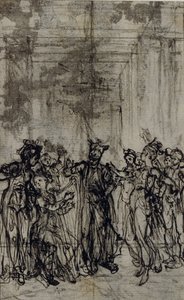 Studie k vinětě v "Contes Moraux" Jeana Françoise Marmontela od Hubert Francois Gravelot