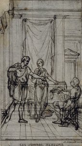 Studie k vinětě v "Contes Moraux" Jeana Françoise Marmontela od Hubert Francois Gravelot