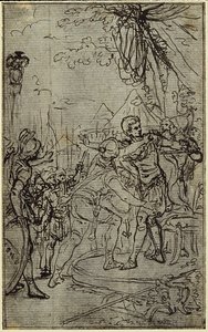 Studie k ilustraci v Tacitově díle "Tiberius aneb Šest prvních knih letopisů", kniha I, svazek 1, 3. studie od Hubert Francois Gravelot
