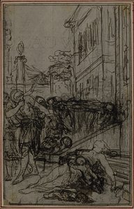 Studie k vinětě Lucretiova díla "O povaze věcí", svazek II, kniha VI od Hubert Francois Gravelot
