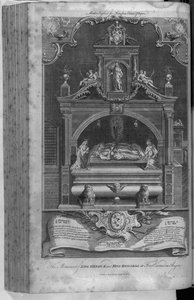Památník Jindřicha II. a Richarda I. v opatství Fontevrault, vyrytý Johnem Goldarem, 1786 od Hubert Francois Gravelot