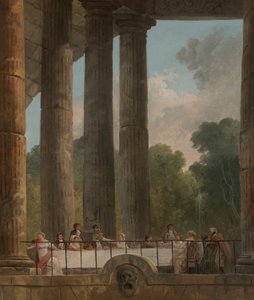 Banket v ruinách chrámu od Hubert Robert