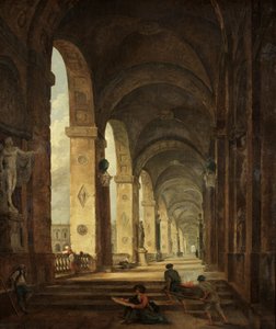 Capriccio římské architektury, kolem roku 1775 (olej na plátně) od Hubert Robert