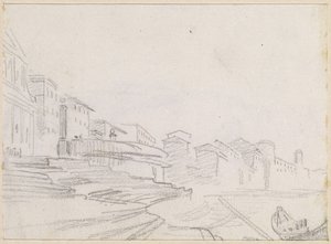 Budovy podél řeky [verso] od Hubert Robert