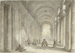 Kolonáda kasina Villa Albani v Římě Pohled na kolonádu před kasinem Villa Albani v Římě od Hubert Robert