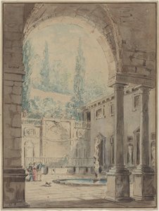 Nádvoří vily Pliniana od Hubert Robert