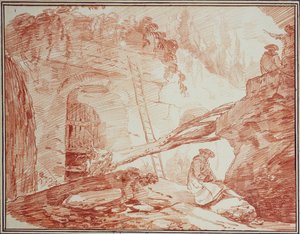 Kreslíř v ruinách Palatinu od Hubert Robert
