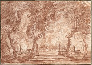 Fontána v parku od Hubert Robert