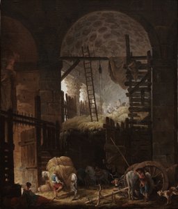 Interiér vily Giulia se sekáči sena od Hubert Robert