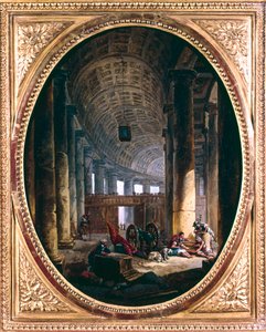 „Interiér kolonády svatého Petra, Řím, v době konkláve 1769“ od Hubert Robert