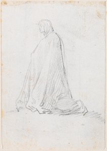 Klečící postava v hábitu s kapucí [verso] od Hubert Robert