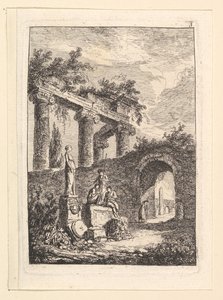 Socha před ruinami.n.d. od Hubert Robert
