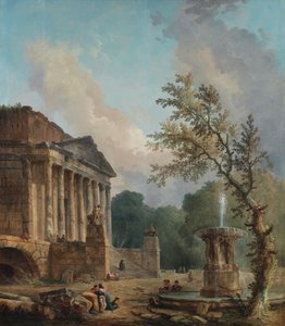 Krajina se zříceninou římského chrámu od Hubert Robert