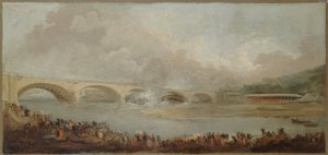 Le décintrement du pont de Neuilly, le 22 septembre 1772, mezi lety 1772 a 1775 (olej) od Hubert Robert