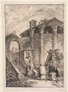 Večery v Římě: Starověký chrám od Hubert Robert