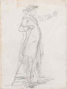 Muž s vycházkovou holí, viděn v profilu [recto] od Hubert Robert