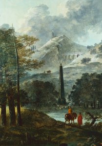 Horská krajina s obeliskem (olej na plátně) od Hubert Robert